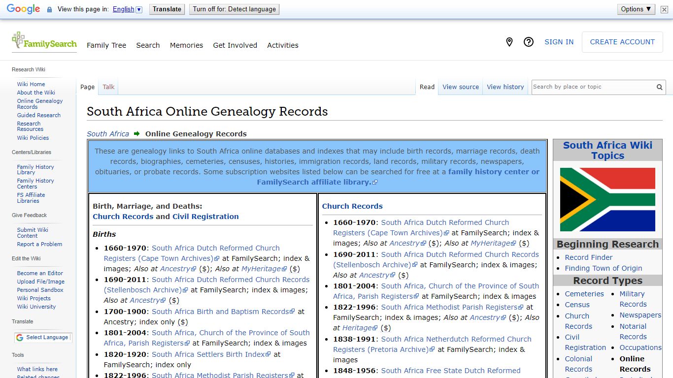 South Africa Online Genealogy Records • FamilySearch